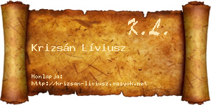 Krizsán Líviusz névjegykártya